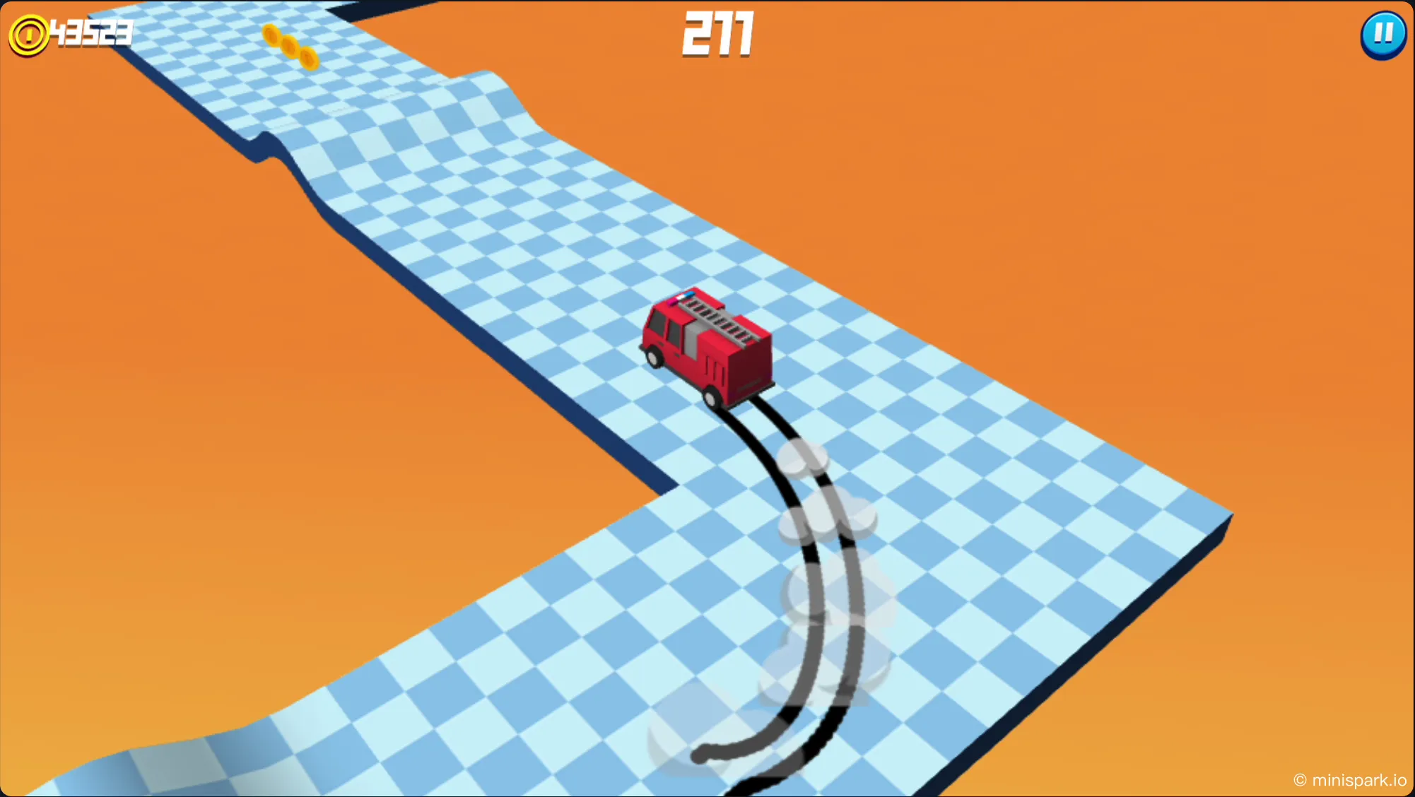 Fire Truck comparison showing lower jump height and easier turning on bump sections