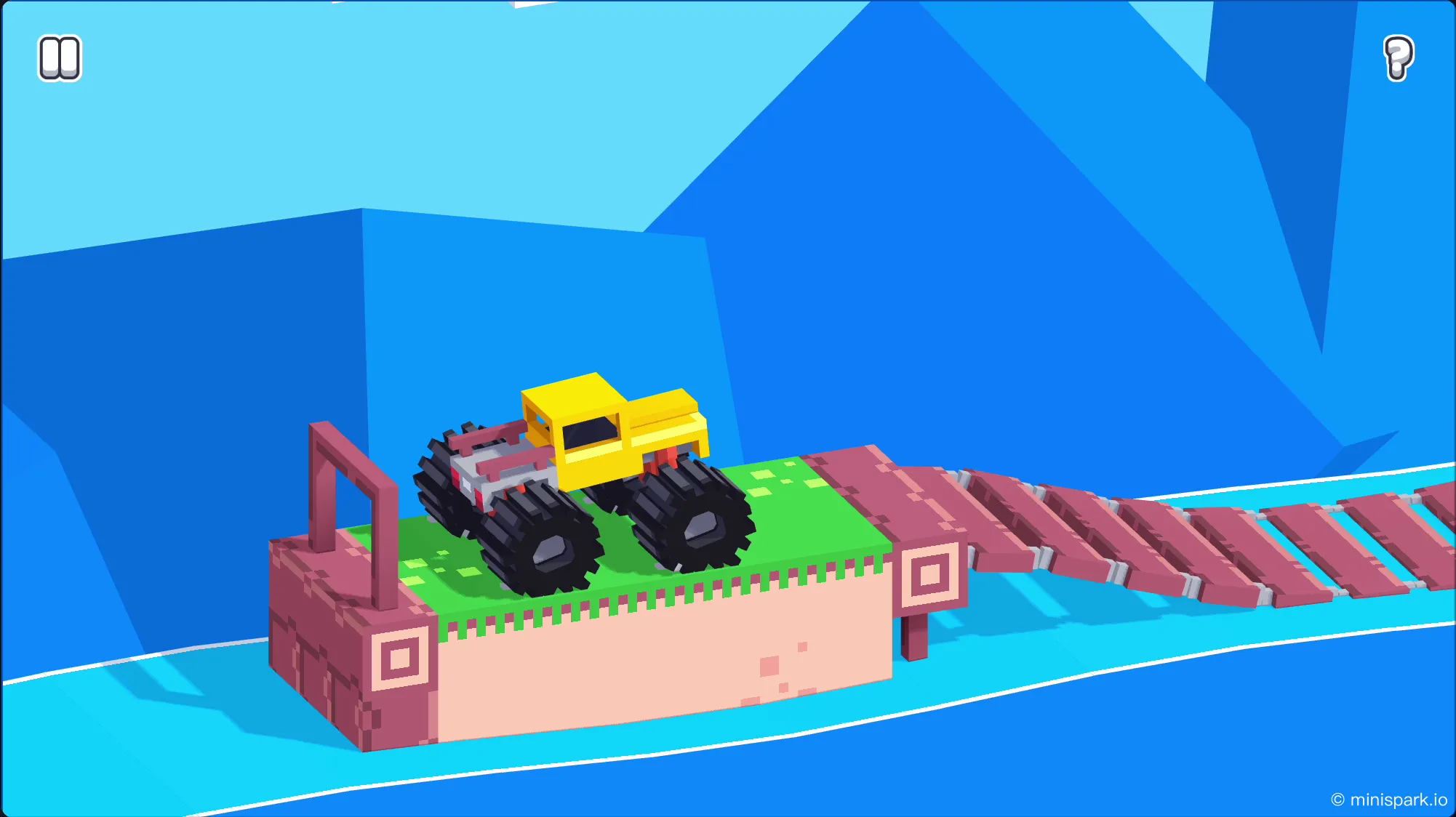 Core gameplay demonstration showing vehicle balance and obstacle navigation