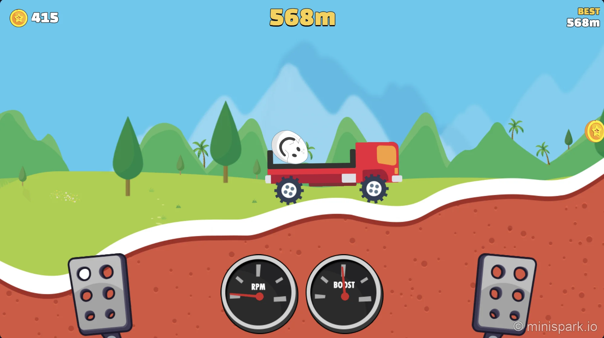 Truck vehicle gameplay showing extended platform