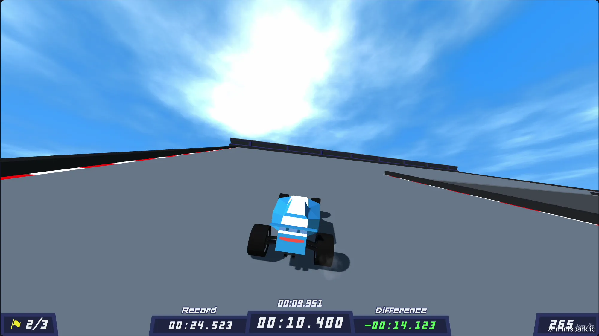Core gameplay demonstration showing a complete racing sequence through Summer 1 track