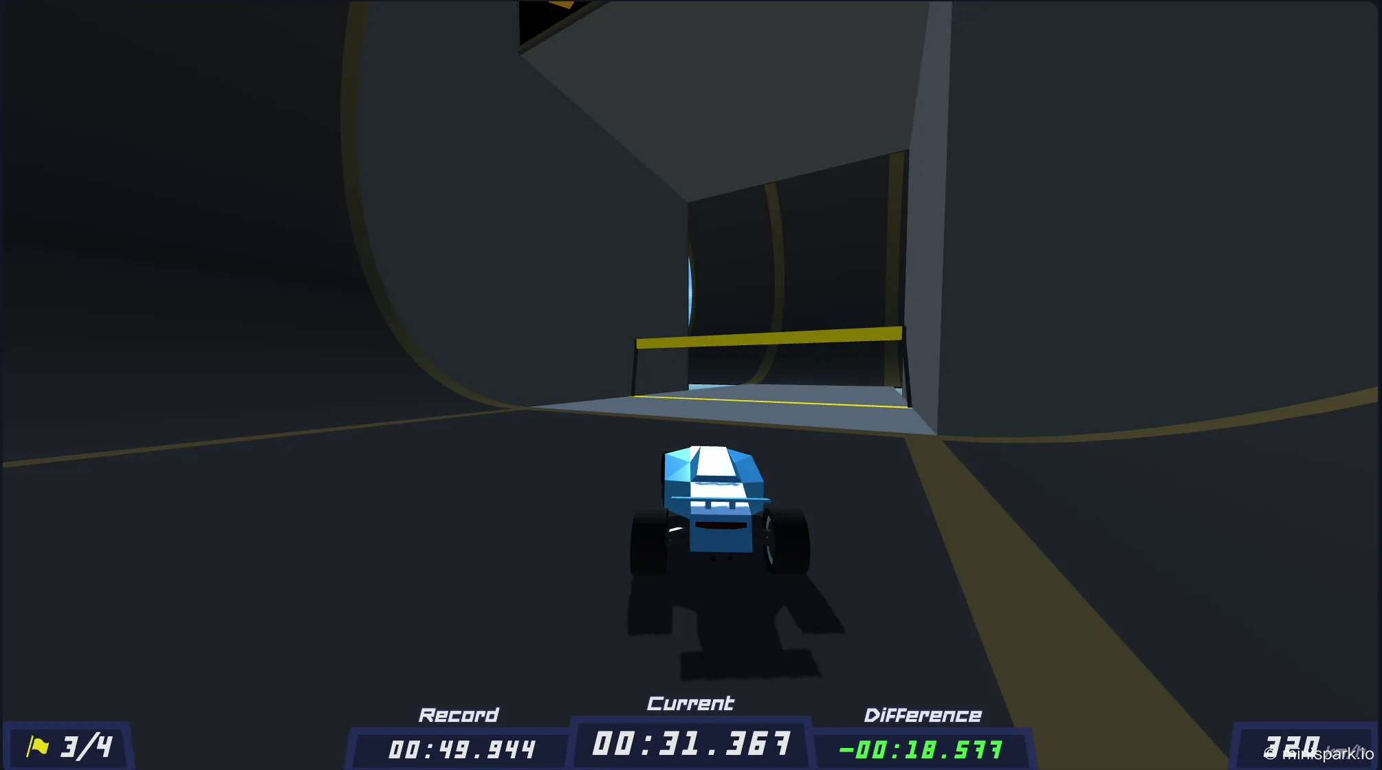 Quick restart feature allowing practice of specific track sections