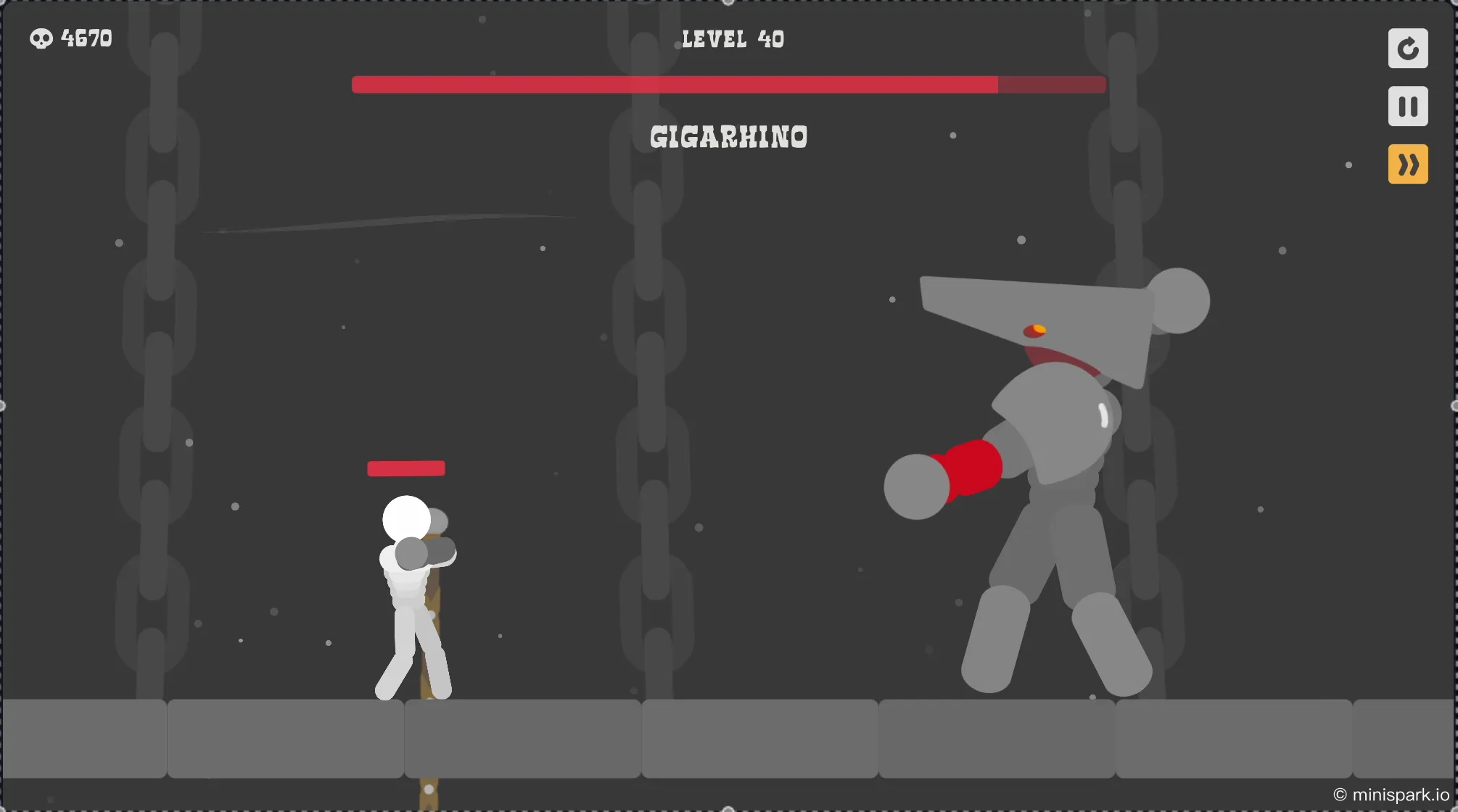 Highlight moment showing a player wielding a boss's oversized weapon